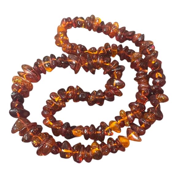 VNTG Real Cognac Baltic Amber  Necklace Hand Strung Continuous Inclusions 58.1 G - Picture 2 of 5